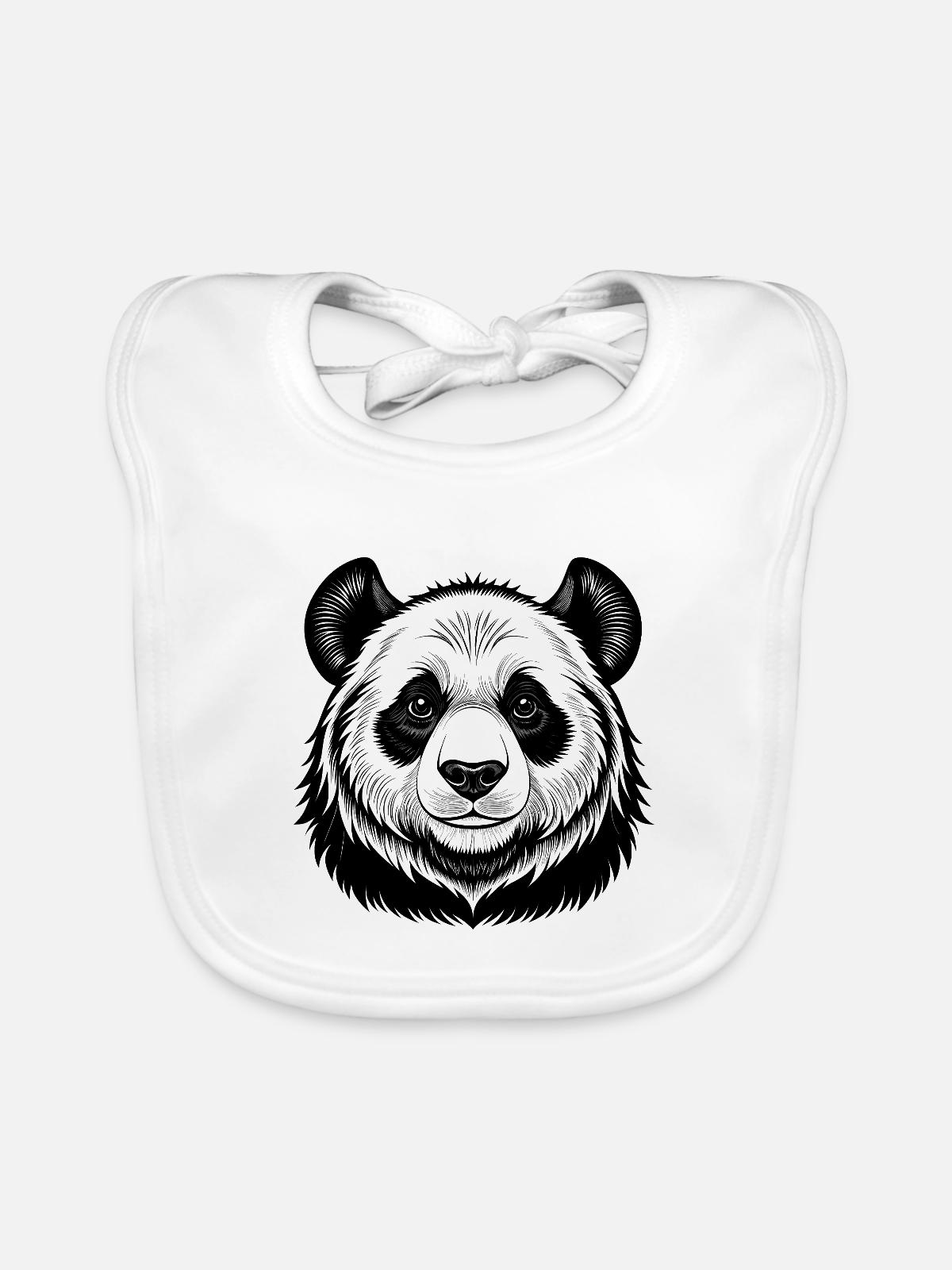 Pandakopf - Baby Bio-Lätzchen - Weiß - Vorne