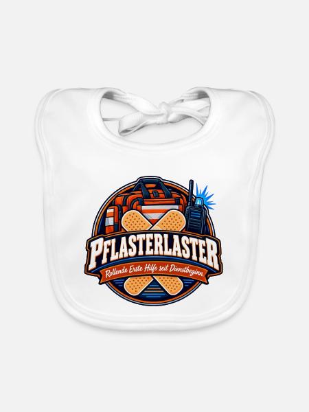 Pflasterlaster Erste Hilfe Badge - Baby Bio-Lätzchen - Weiß - Vorne