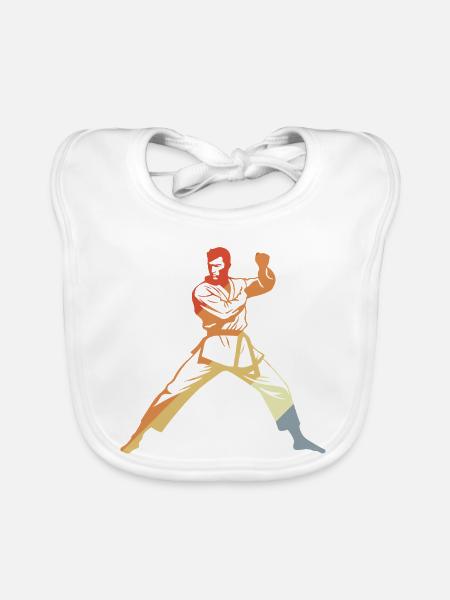 Karate Vintage Look - Baby Bio-Lätzchen - Weiß - Vorne