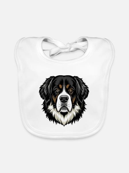 Bernhardiner Hundekopf - Baby Bio-Lätzchen - Weiß - Vorne