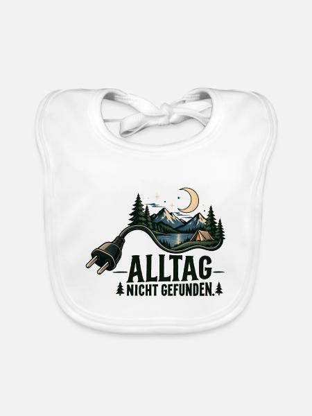 Alltag Nicht Gefunden – Nachtcamping - Baby Bio-Lätzchen - Weiß - Vorne