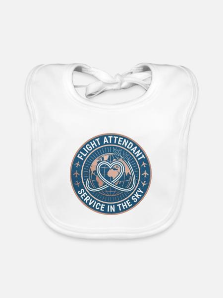 Flugbegleiterin Jet Trail Herzabzeichen Geschenk - Baby Bio-Lätzchen - Weiß - Vorne