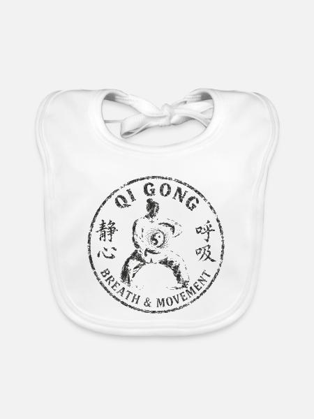 Vintage Qi Gong Atembewegung Yin Yang - Baby Bio-Lätzchen - Weiß - Vorne