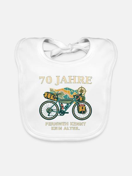 70 Jahre Fernweh Fahrrad - Baby Bio-Lätzchen - Weiß - Vorne