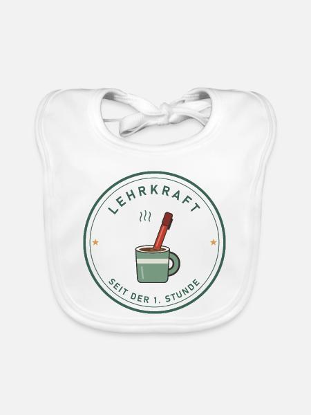 Kaffee & Rotstift Retro für Lehrer und Lehrerinnen - Baby Bio-Lätzchen - Weiß - Vorne