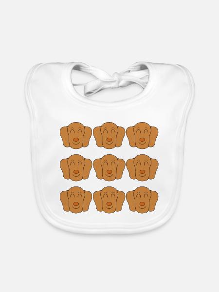 Süßes Dackel-Hundegesicht - Baby Bio-Lätzchen - Weiß - Vorne