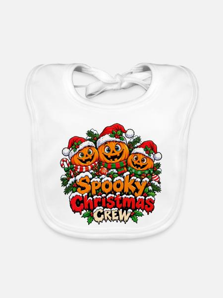 Spooky Christmas Crew - Baby Bio-Lätzchen - Weiß - Vorne
