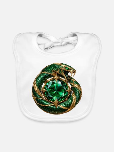 Smaragdgrüner Ouroboros - Baby Bio-Lätzchen - Weiß - Vorne