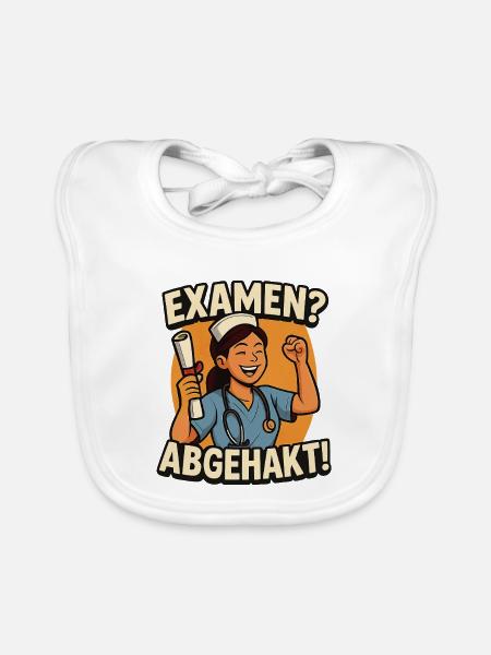 Examen abgehakt – Geschenk zum Abschluss - Baby Bio-Lätzchen - Weiß