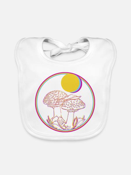 Neon Pilz Kreis Sonnenbild - Baby Bio-Lätzchen - Weiß
