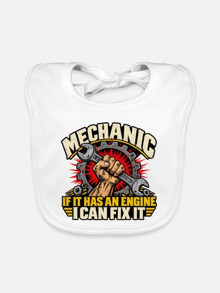 Motor-Reparatur-Mechaniker-Tee - Baby Bio-Lätzchen - Weiß