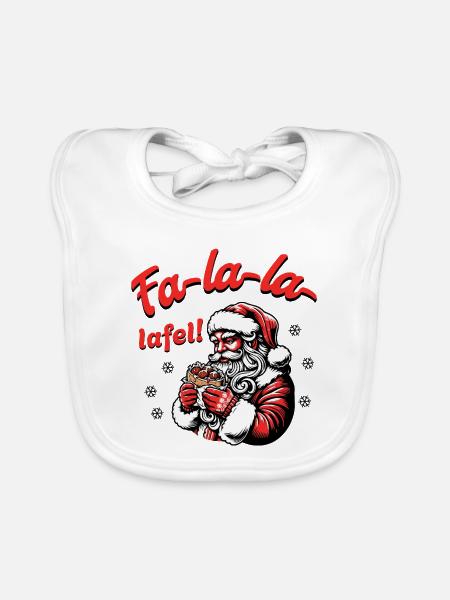 Fa La La Lafel Falafel Weihnachtsmann Lustig - Baby Bio-Lätzchen - Weiß - Vorne