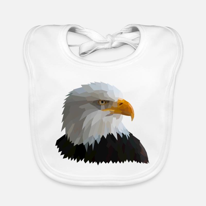 Eagle low poly style - Organic Baby Bibs - white