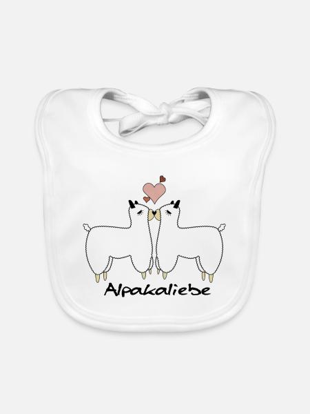 Alpaka Liebe Design - Baby Bio-Lätzchen - Weiß - Vorne