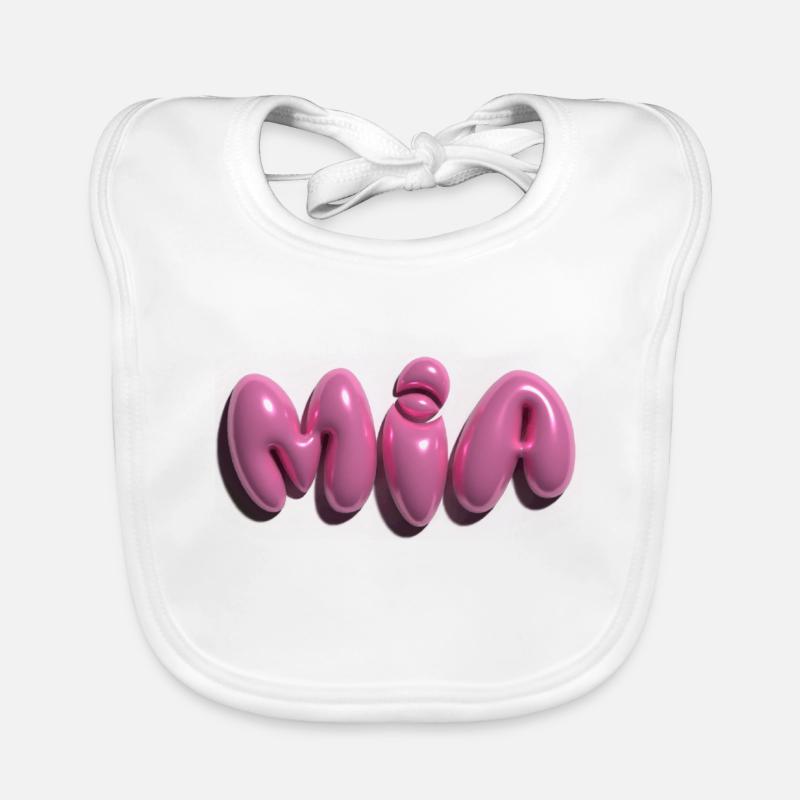 mia,ballonschrift,3d,ballon,pink - Baby Bio-Lätzchen - Weiß