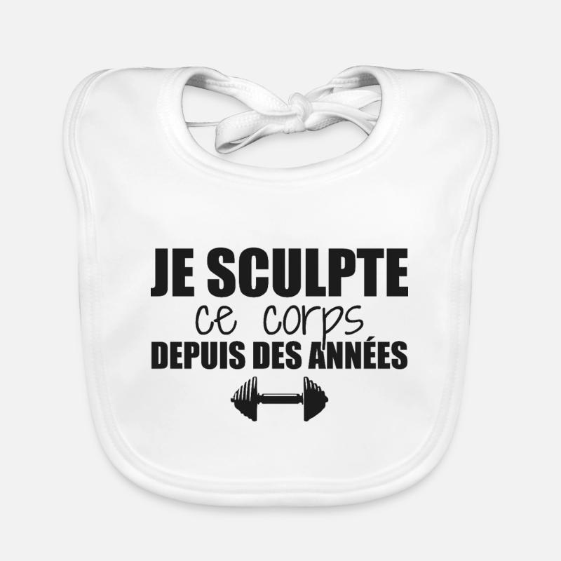 Je sculpte ce corps musculation muscles humour - Bavoir bio Bébé - blanc