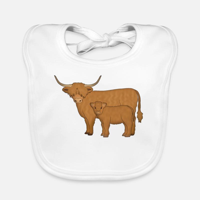 Highland Cattle schaut mi - Baby Bio-Lätzchen - Weiß