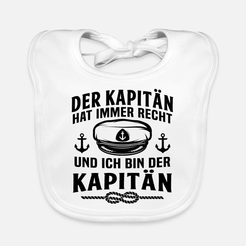 ich bin der kapitän - Baby Bio-Lätzchen - Weiß