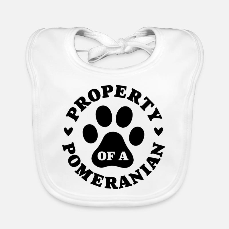 Eigentum eines Zwergspitzs Baby Bio-Lätzchen