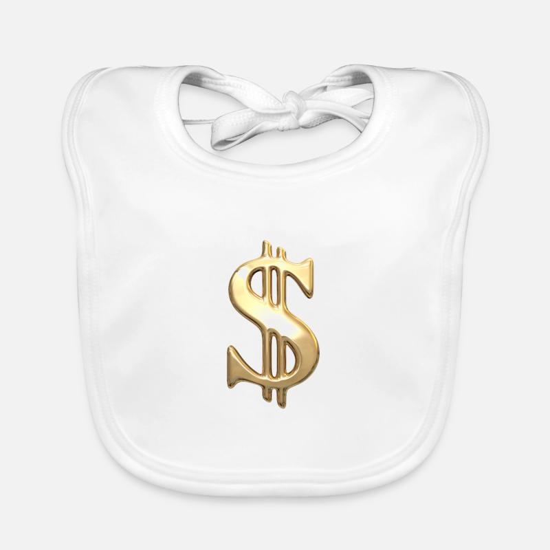 Signe du dollar en or Bavoir bio Bébé