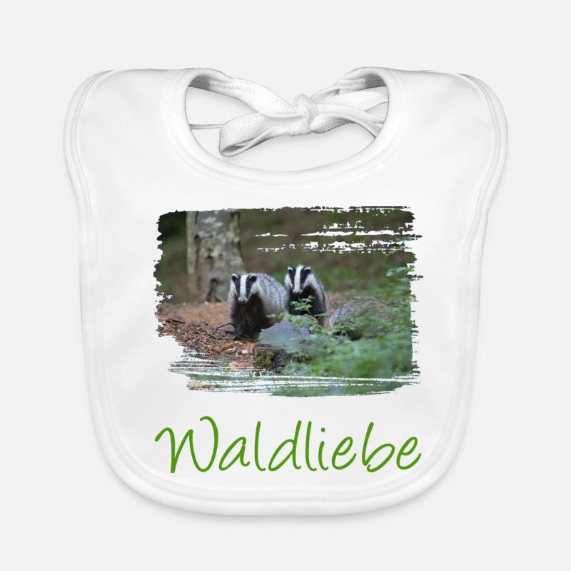 wald 57 mit dachs - Baby Bio-Lätzchen - Weiß