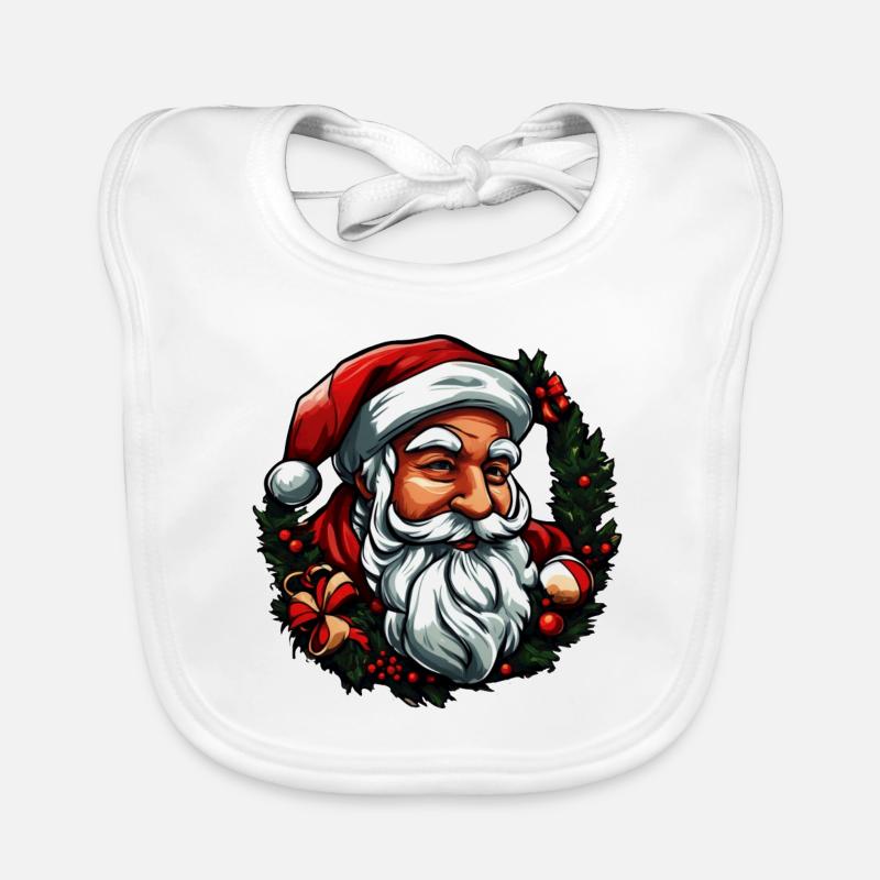 Sticker Santa Claus Head Organic Baby Bibs