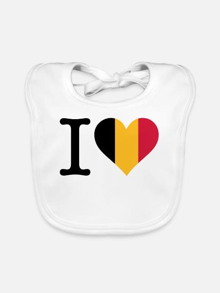 I Love Belgium - Organic Baby Bibs - white - Front