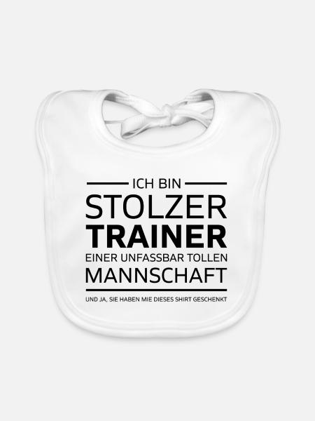 Ich bin Stolzer Trainer Manschaft Geschenk - Baby Bio-Lätzchen - Weiß - Vorne