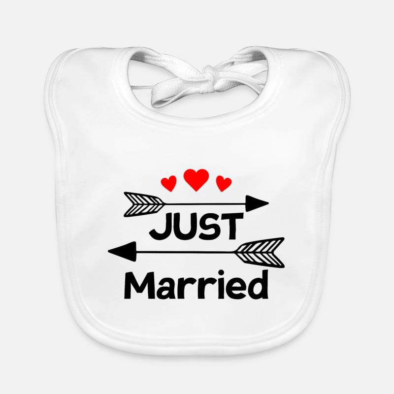Cadeau de mariage juste marié - Bavoir bio Bébé - blanc