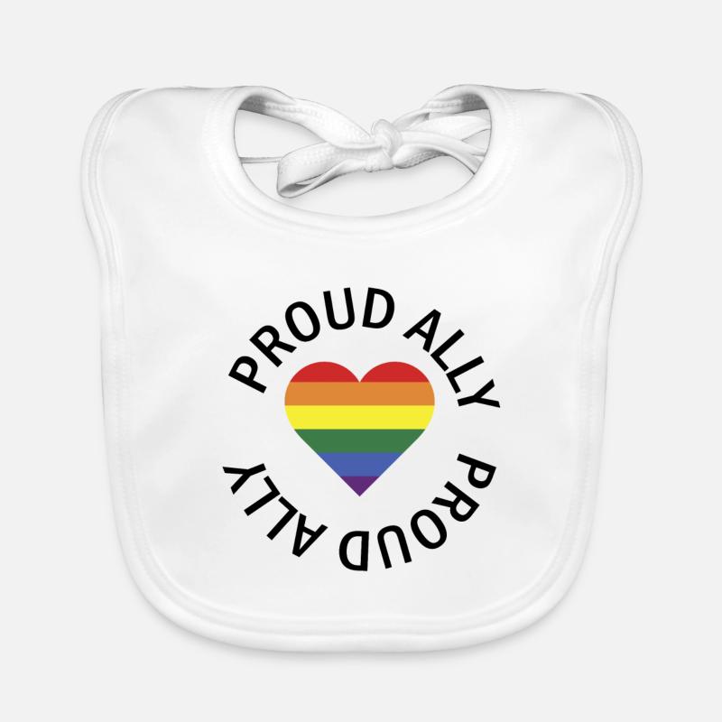 Proud Ally heart lgbt Pride Month gift Organic Baby Bibs