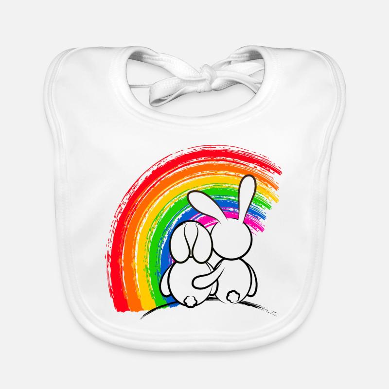 Lapins devant la Pride Arc-en-ciel Bavoir bio Bébé
