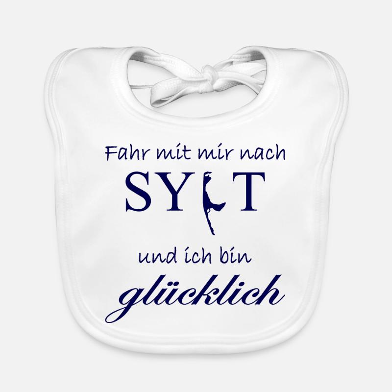 Fahr mit mir nach Sylt! dunkel blau Baby Bio-Lätzchen