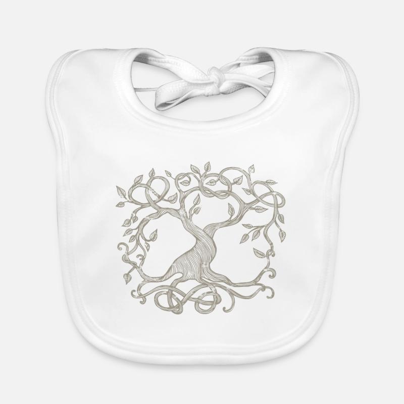 Keltischer Baum, beige Baby Bio-Lätzchen