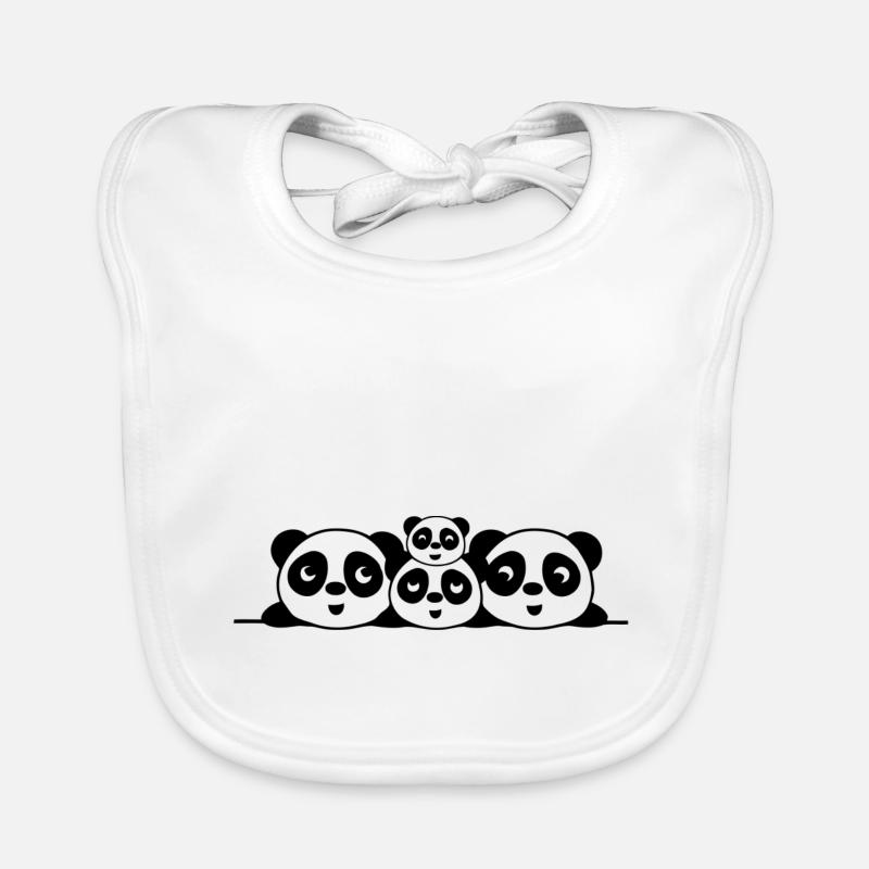 Famille Pandas 2 parents 2 enfants - Bavoir bio Bébé - blanc
