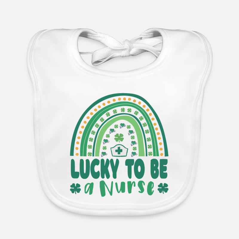 Lucky to be a nurse on St. Patricks Day Organic Baby Bibs