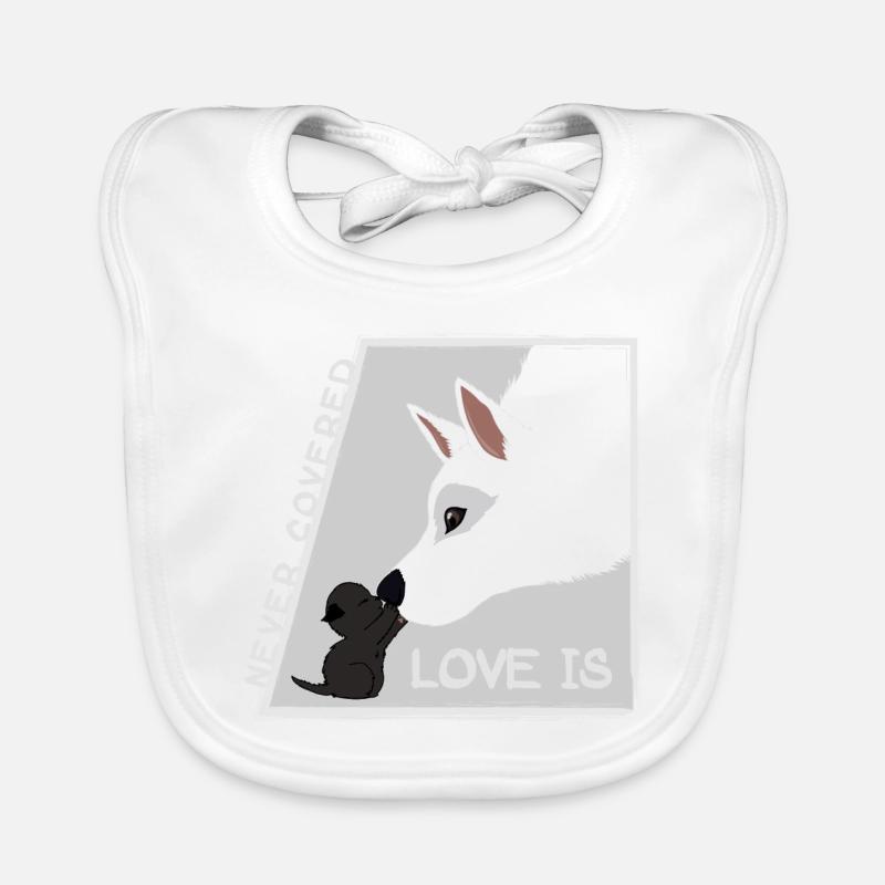 L’amour est... Chien et chat - Bavoir bio Bébé - blanc