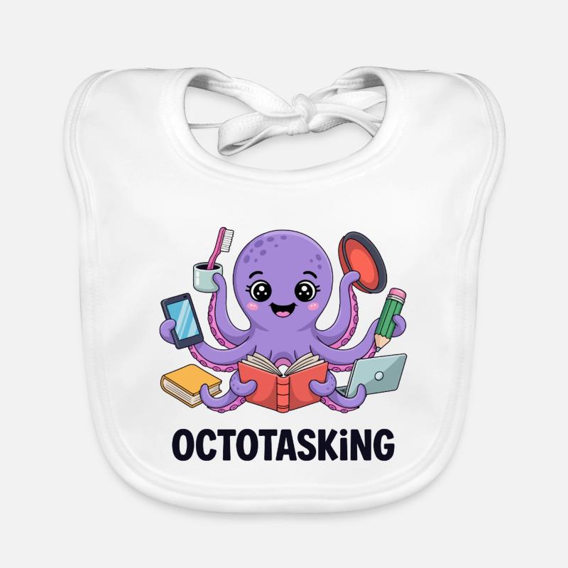 Octotasking Creature in Multitask Mode Organic Baby Bibs