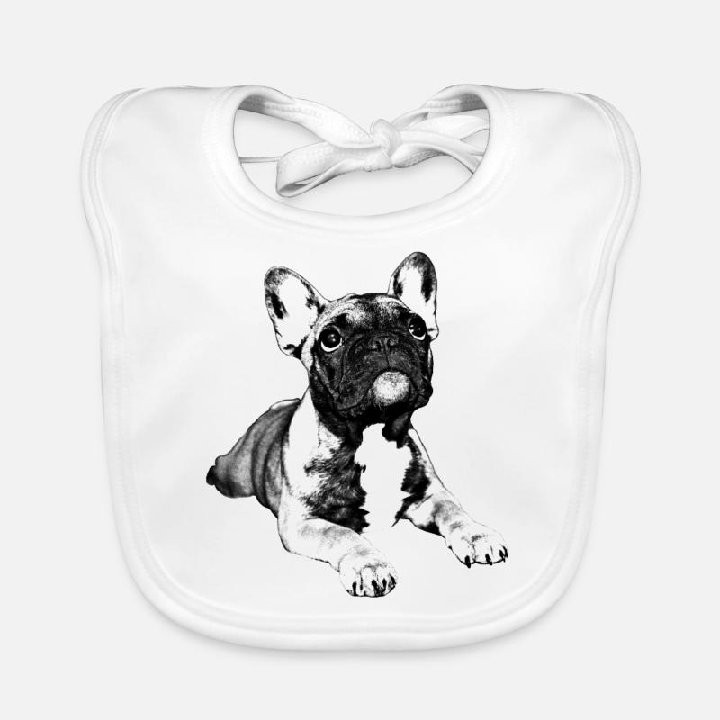 chiot bouledogue français - Bavoir bio Bébé - blanc