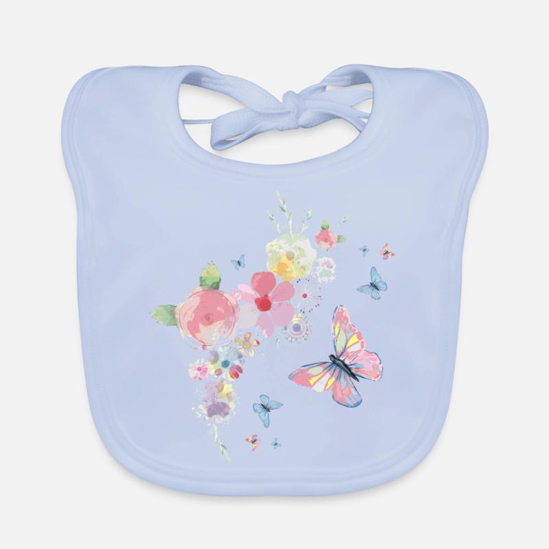 Papillons et fleurs Bavoir bio Bébé