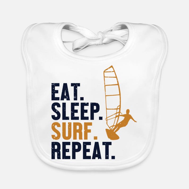 Manger Dormir Surfer Répéter Planche À Voile Bavoir bio Bébé