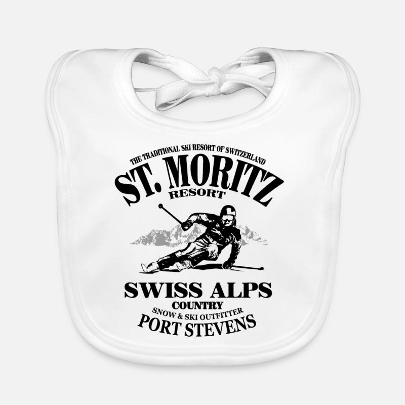 St. Moritz - Sankt Moritz - Ski alpine - Skifahrer Baby Bio-Lätzchen