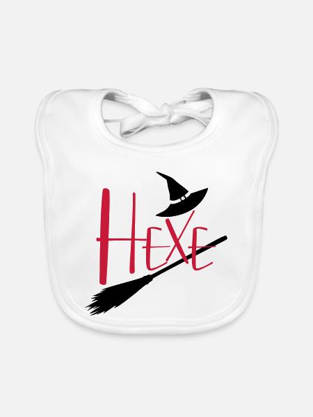 Hexe fliegender Hexenbesen - Baby Bio-Lätzchen - Weiß - Vorne