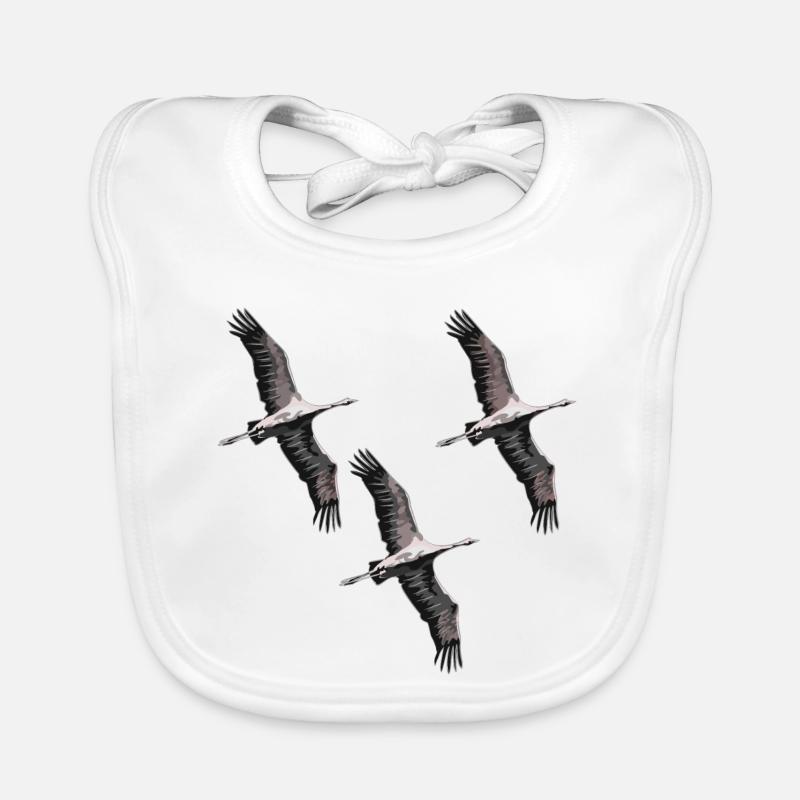 Grues migratrices d’oiseaux dans les tons de gris Bavoir bio Bébé