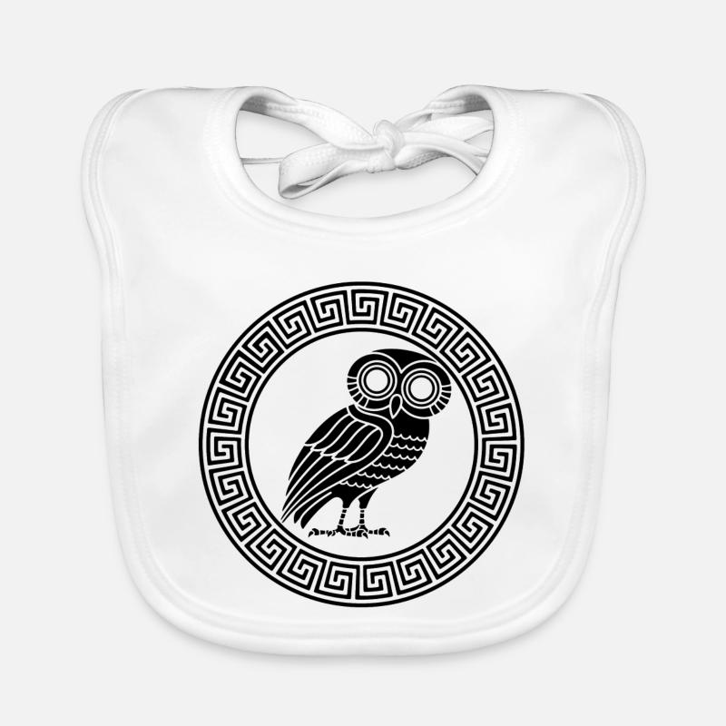 Griechisches Symbol der schwarzen Eule - Baby Bio-Lätzchen - Weiß
