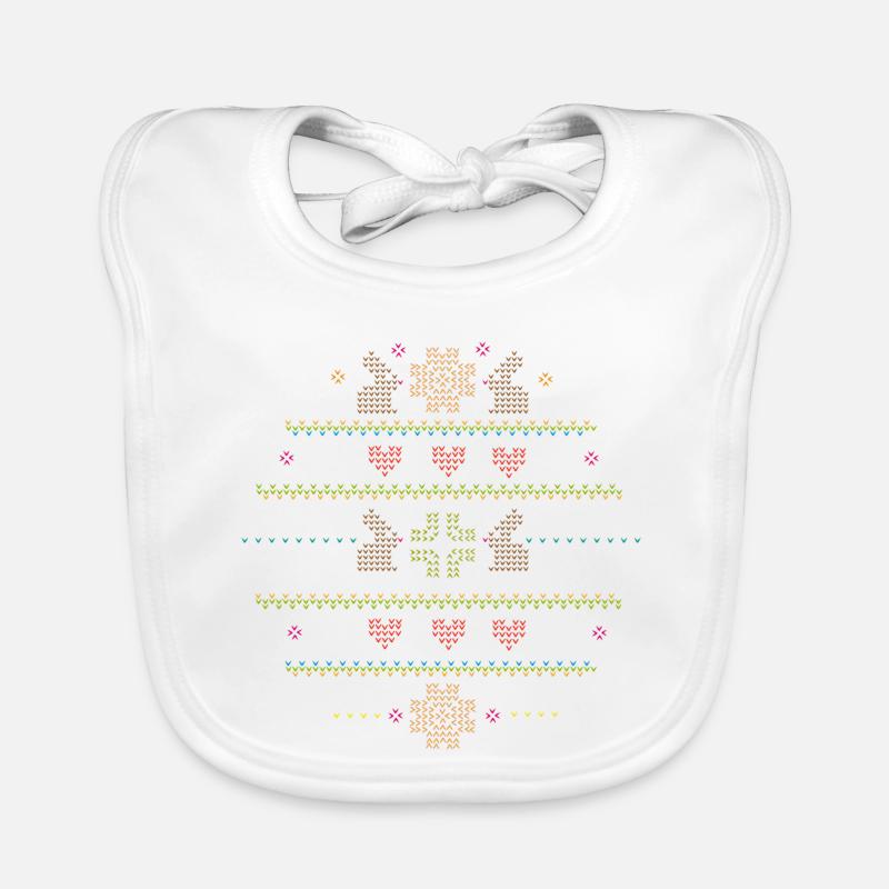 Easter motifs in knitting pattern style for Easter Organic Baby Bibs