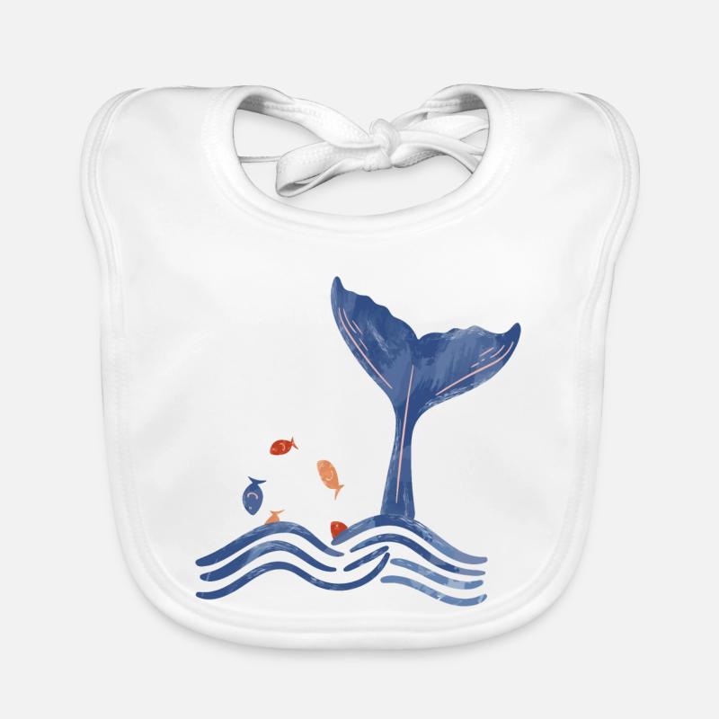 Whale fin and fish Organic Baby Bibs