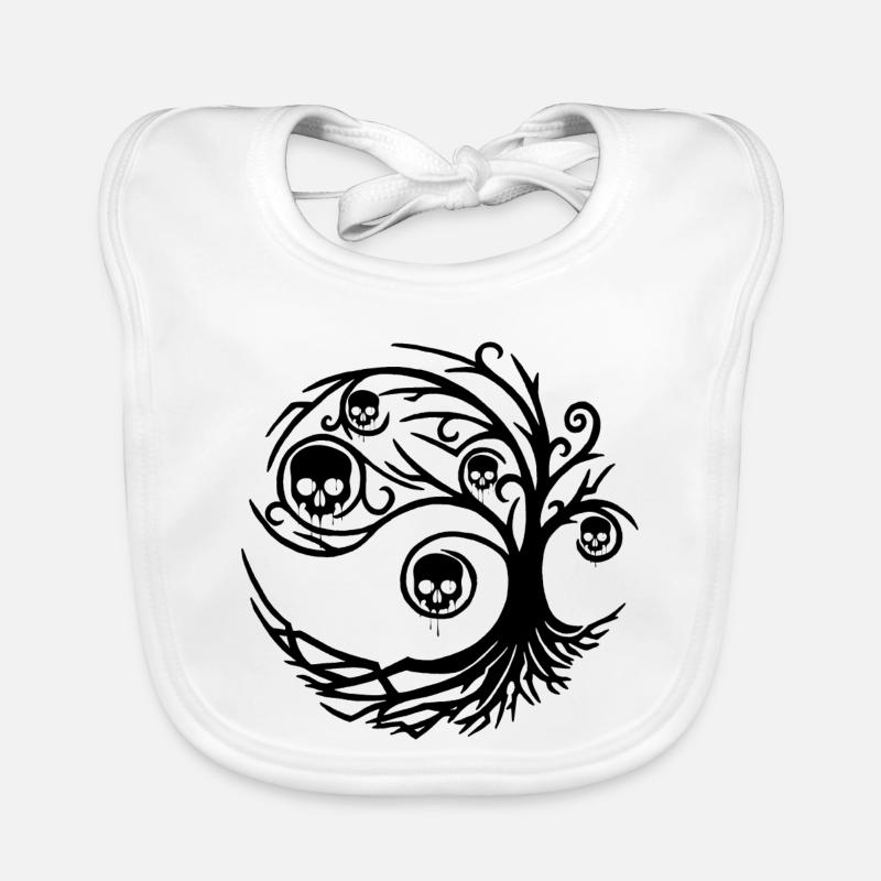 Schwarzer Baum mit Totenköpfen Baby Bio-Lätzchen