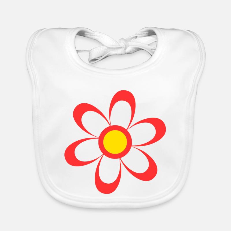fleur disco, vintage, flower power - Bavoir bio Bébé - blanc