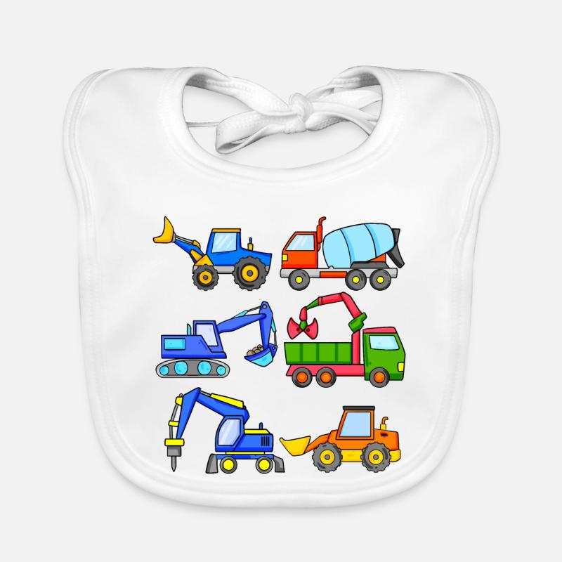 Construction Site Vehicles Vehicle Organic Baby Bibs