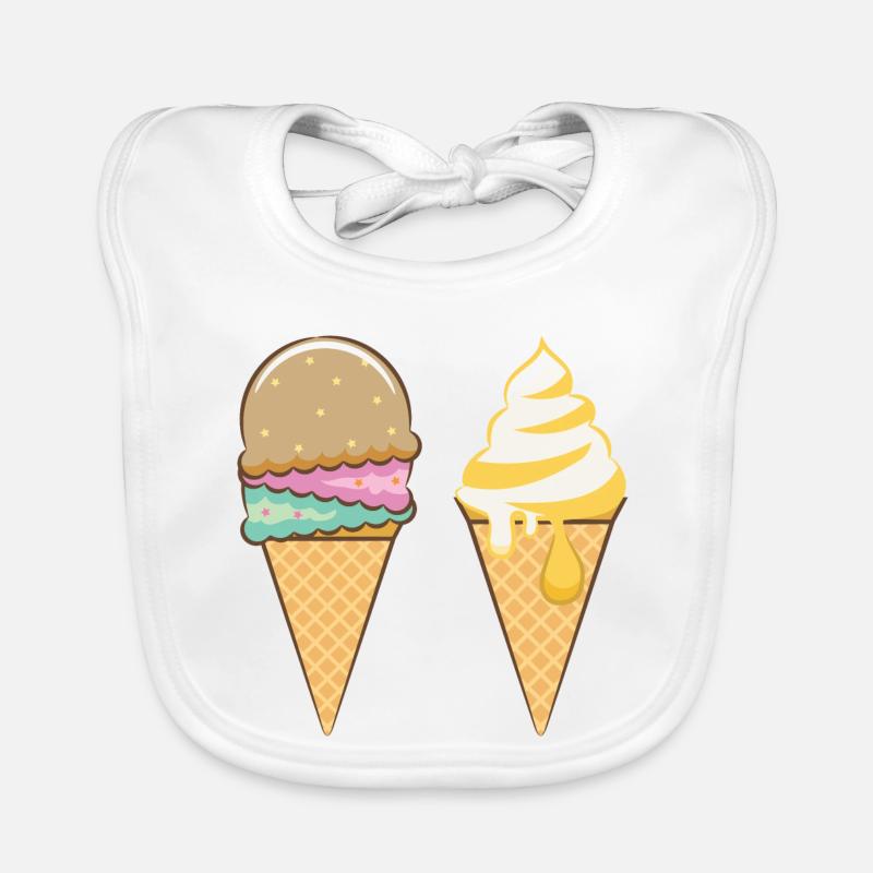 Rainbow Scoops & Gold Drizzle Cone Duo Organic Baby Bibs
